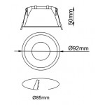 Foco fijo empotrar Konica PC Blanco 92mm, para Lámpara GU10/MR16